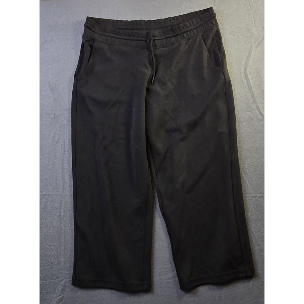 Athleta Crop Joggers Womens Large Black Wide Leg Drawstring Performance Pants